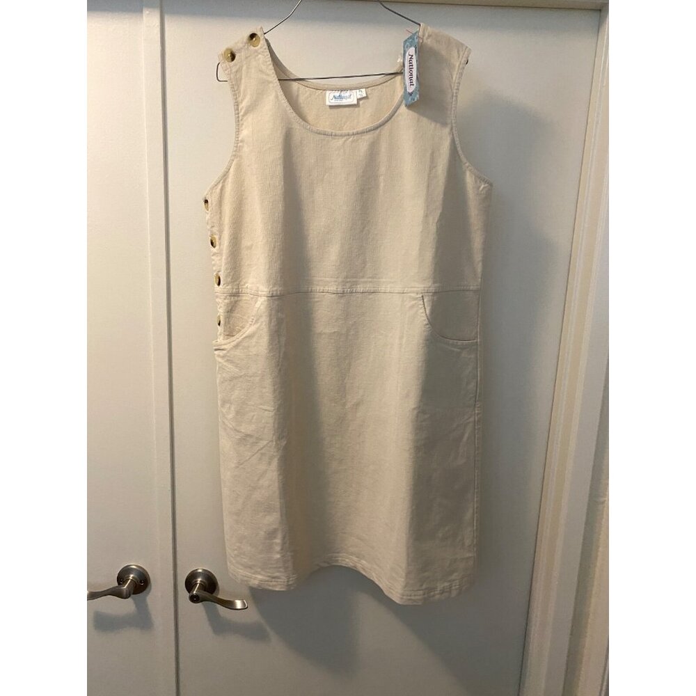 Brand New Corduroy Dress Beige NWT PL Retro Hip Chic Mod
